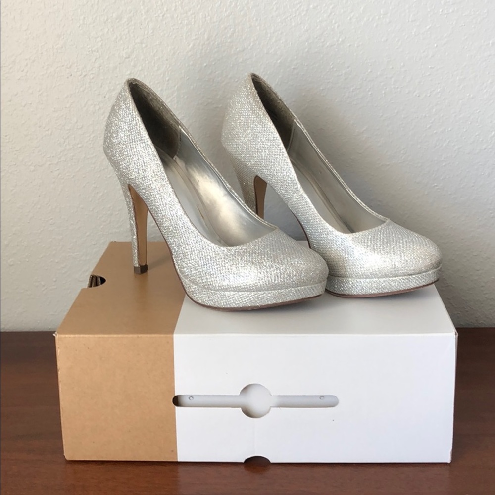 Sparkly Silver Platform Heels